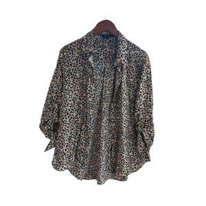 NWOT Velvet Heart Button Up Leopard Print Shirt Size S Multicolor Hi Lo Hem